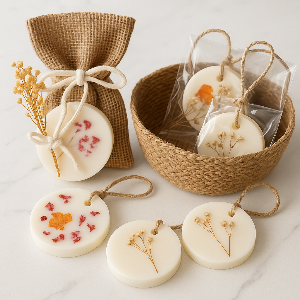 Ambientador de soja con flores secas - Modelo redondo