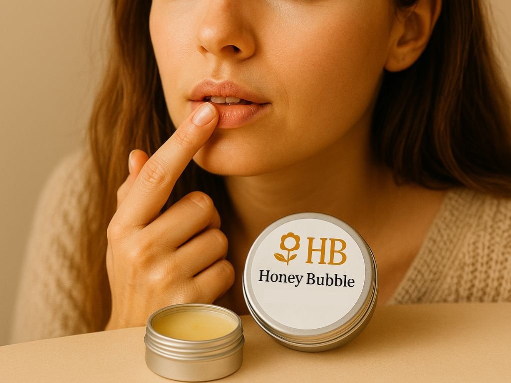 Mujer aplicando bálsamo natural