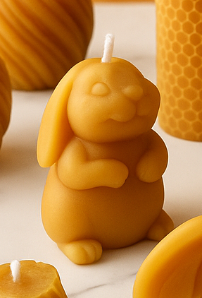 Vela de cera de abeja con forma de conejo